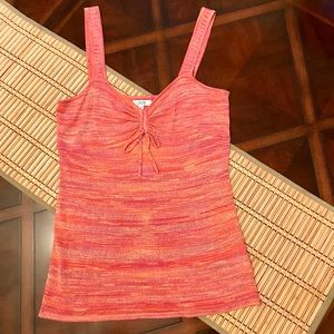 ✨CACHE Knit Pink Orange Gold Tank Top Large✨